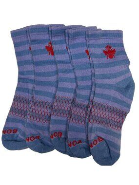 Bombas Ankle Socks Medium NWOT 5 Pair Purple Blue Striped Cushioned Comfort Sock